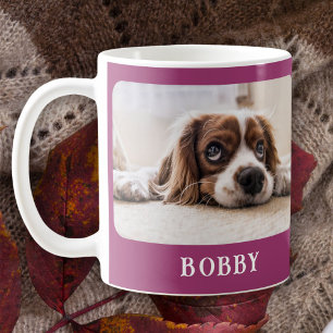 Mug Chien Photo Animal minimaliste Violet Noël