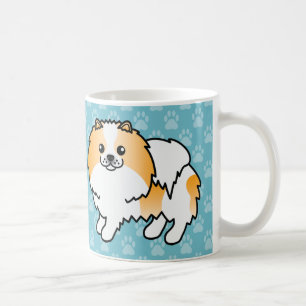 Mug Chien Pomeranian Parti-Couleur Orange Sur Fond Ble