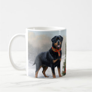 Mug Chien Rottweiler pendant Noël de neige
