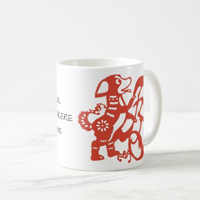 Mug Chien rouge Chinois Papercut Personnalité Zodiac M (Devant droit)