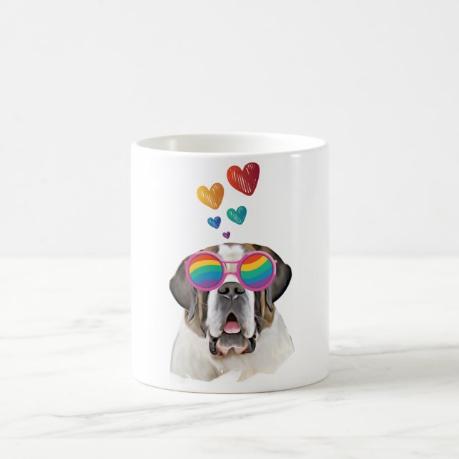 Mug Chien Saint-Bernard avec coeurs pour la Saint-Vale (Centre)