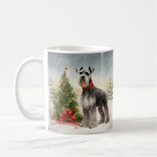 Mug Chien Schnauzer dans la neige de Noël