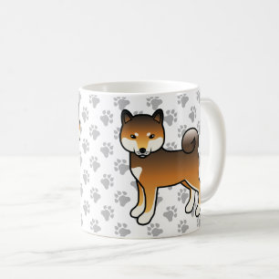 Mug Chien Shiba Inu de dessin animé au sésame rouge & 