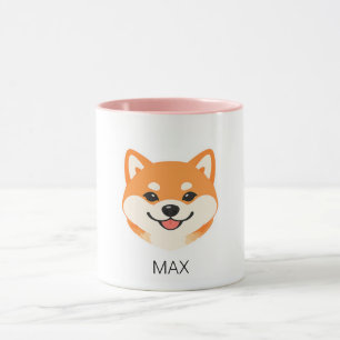 Mug Chien Shiba Inu Souriant Mignon Nom Personnalisé