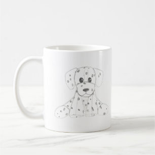 Mug chien simple doodle enfants noir blanc dalmate béb