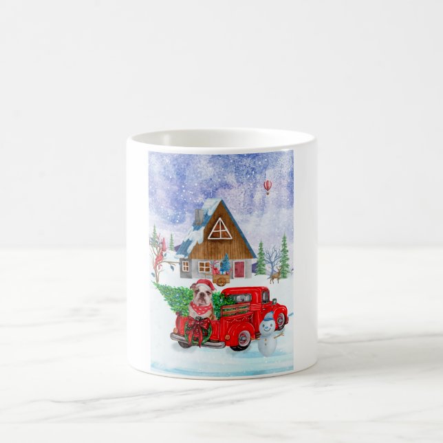 Mug Chien-taureau Anglais En Livraison De Noël Camion  (Centre)