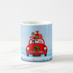 Mug Chien-taureau français en voiture avec le Père Noë