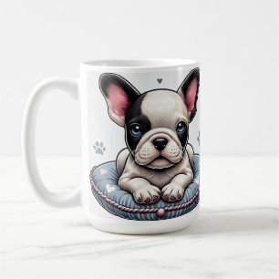 Mug Chien-taureau français sur un coussin à thème card