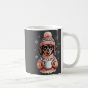 Mug Chien teckel confortable avec un chocolat chaud de