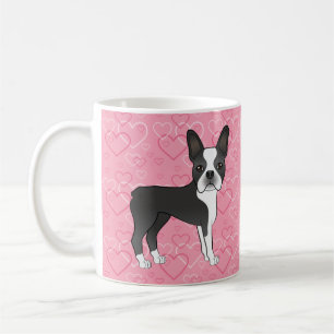 Mug Chien Terrier Noir Et Blanc De Boston Sur Coeurs R