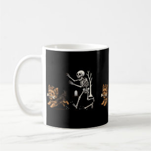 Mug Chien Yorkie courant un squelette d'Halloween Anim