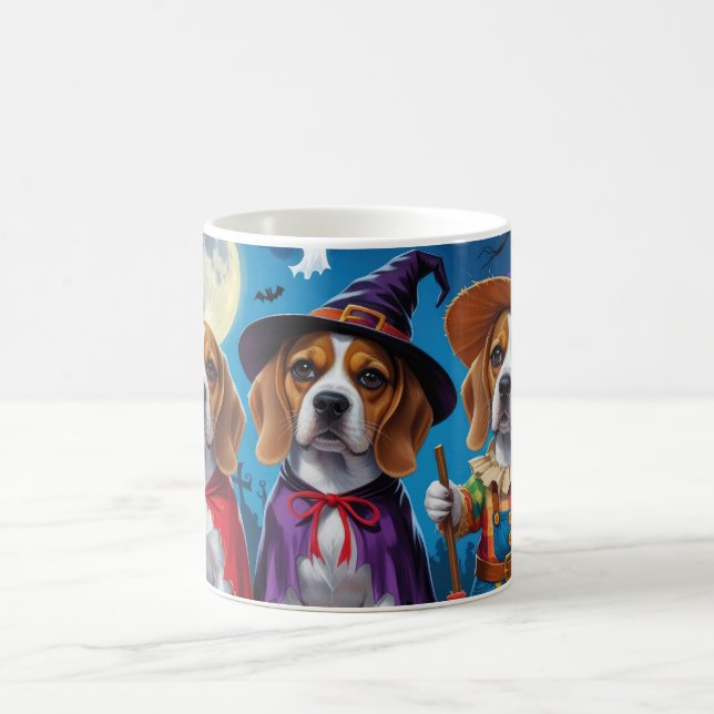 Mug Chiens beagles Citrouille Halloween Drôle (Centre)