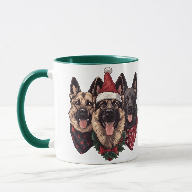 Mug Chiens bergers allemands de Noël (Gauche)