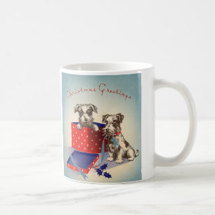Mug Chiens Chiots mignons, Voeux de Noël Vintage