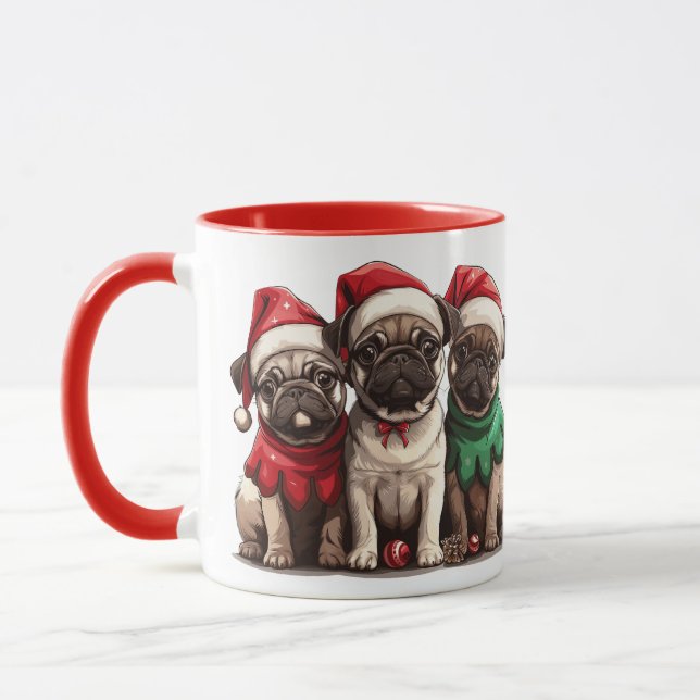 Mug Chiens de Carlin de Noël (Gauche)