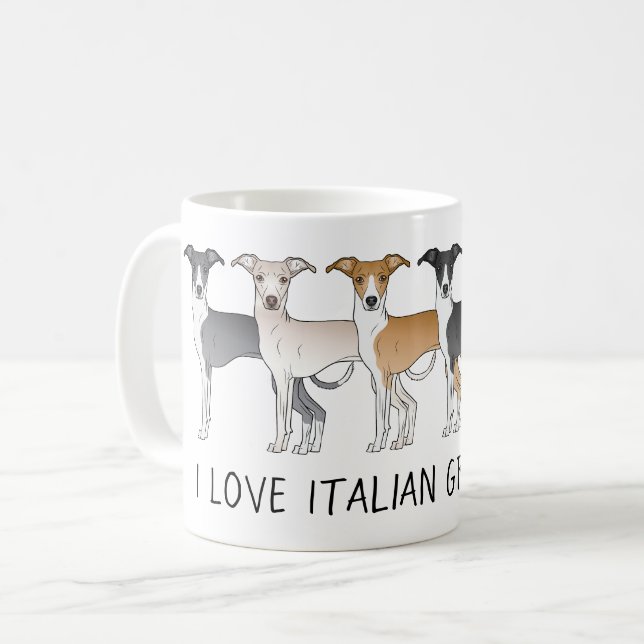 Mug Chiens De Dessin Grisons Italiens Avec Texte Perso (Devant gauche)