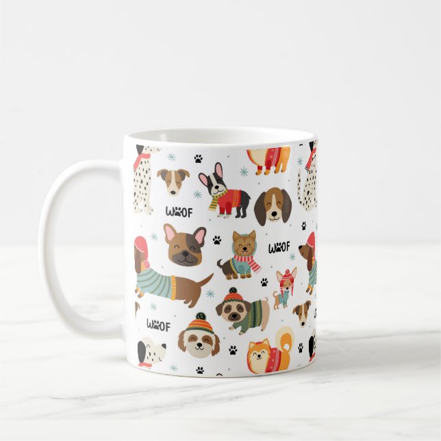 Mug Chiens de fête dans le Motif de Sweaters de vacanc (Gauche)