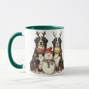 Mug Chiens de montagne bernois des rennes de Noël