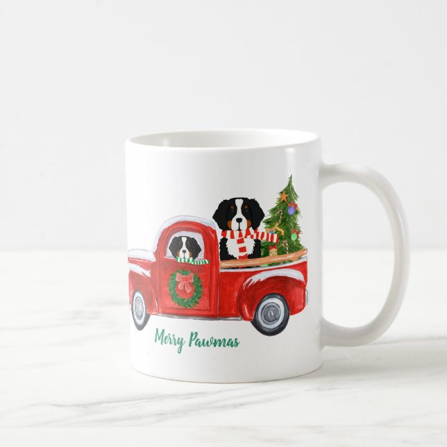 Mug Chiens de Noël personnalisés Berner Truck rouge (Droite)