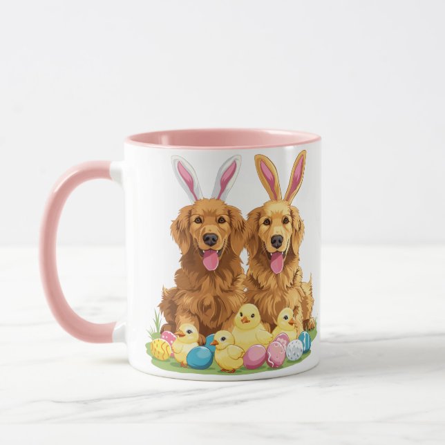 Mug Chiens de Pâques Golden Retriever Chiens Bunny Ore (Gauche)