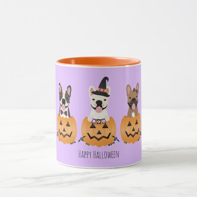 Mug Chiens de taureaux français heureux Halloween (Centre)