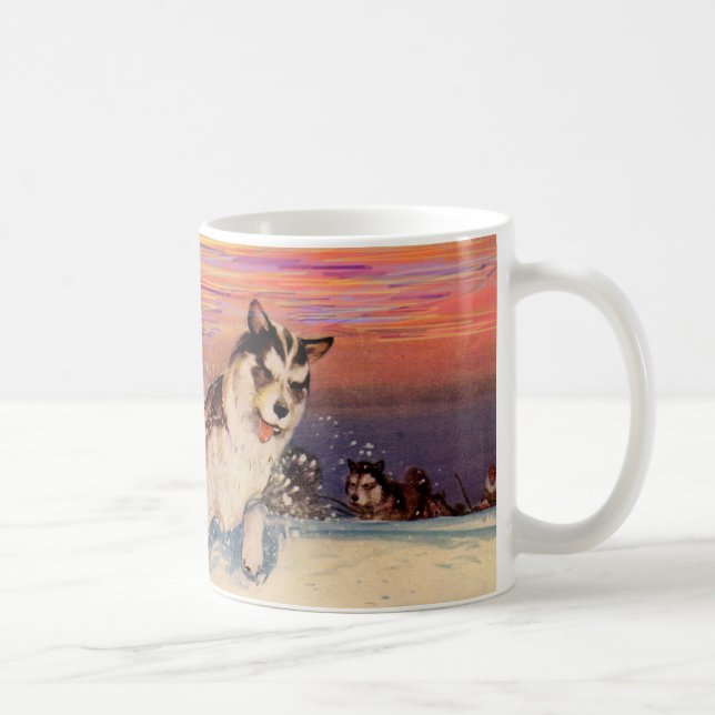 Mug Chiens de traîneau husky sibériens des années 1940 (Droite)