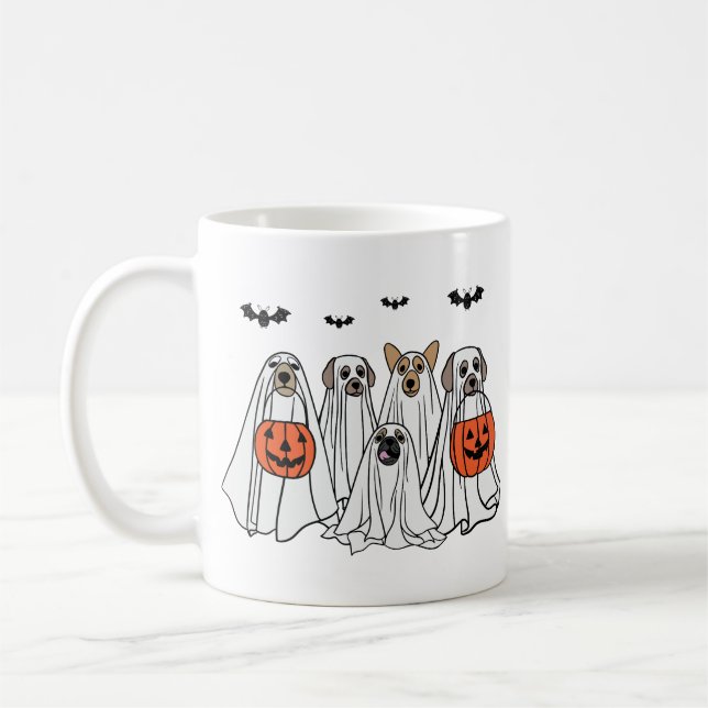 Mug Chiens Éffrayants d'Halloween amusants - Chiens fa (Gauche)