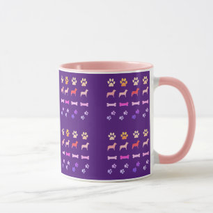 Mug Chiens, Empreintes de pattes et os de chien Café M