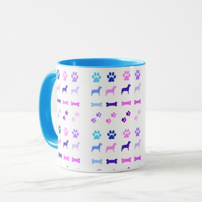Mug Chiens, Empreintes de pattes et os de chien Café M (Devant gauche)