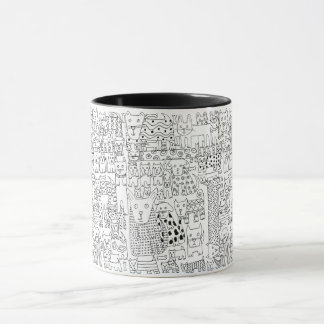 Mug Chiens et Marionnettes Noirs et Blancs à la mode