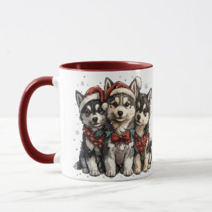 Mug Chiens Husky de Noël
