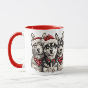Mug Chiens Husky de Noël