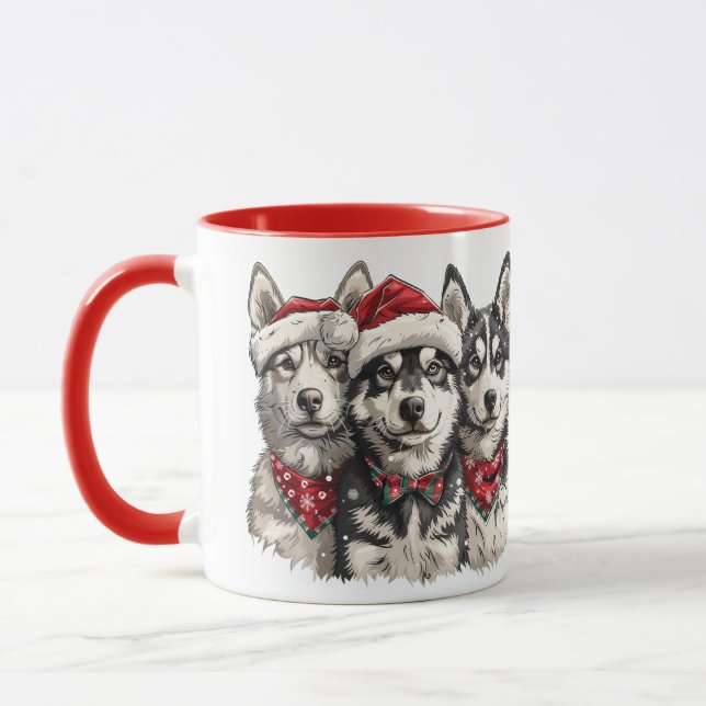 Mug Chiens Husky de Noël (Gauche)