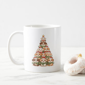 Mug Chiens Kawaii Arbre de Noël – Chiot Festif Mignon 