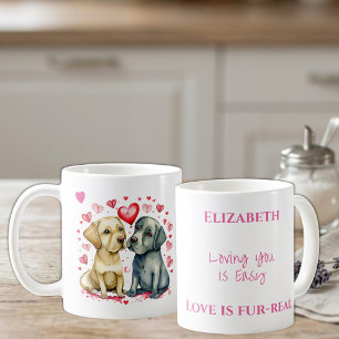 Mug Chiens mignons qui vous aiment nom personnalisé ro