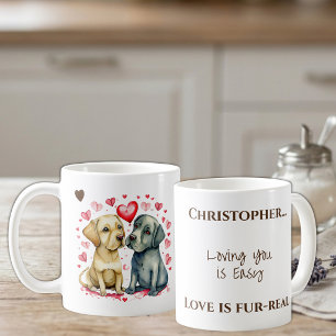 Mug Chiens mignons t'aimant nom personnalisé marron