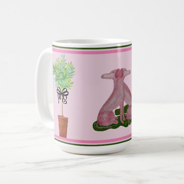 Mug Chiens opiens du Staffordshire rose (Devant gauche)