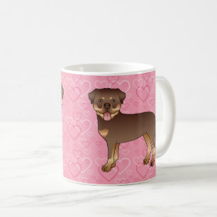 Mug Chiens Rouges Et Tan Rottweiler Sur Coeurs Roses