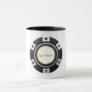 Mug Chiffre de poker personnalisable noir or blanc