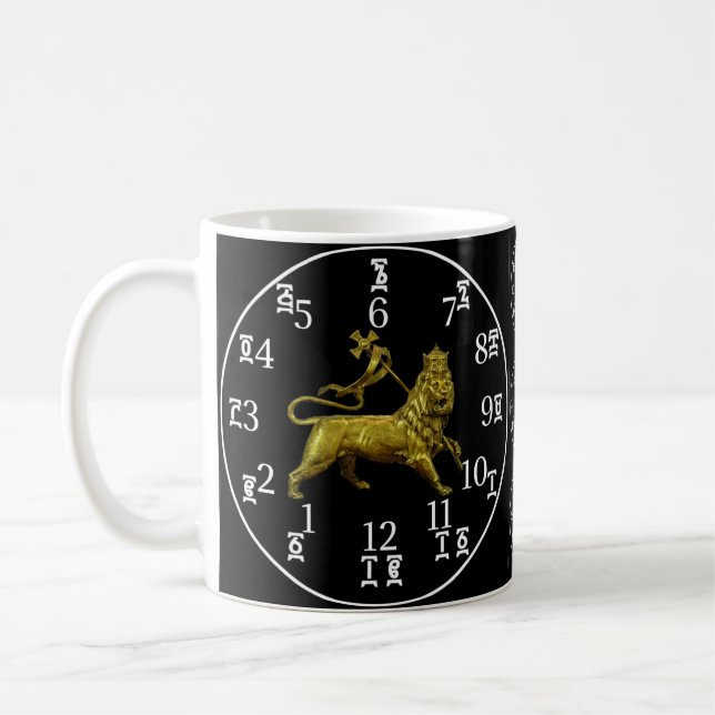 Mug Chiffres éthiopiens d'horlogerie de lion - Amhariq (Gauche)