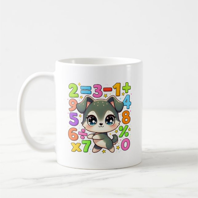 Mug Chiffres Mignon Chiots Maths pour Enfants (Gauche)