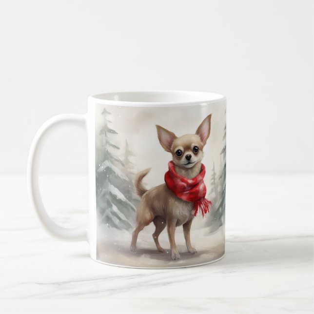Mug Chihuahua Chien dans Noël de neige (Gauche)