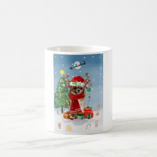 Mug Chihuahua Chien en neige avec cadeaux de Noël