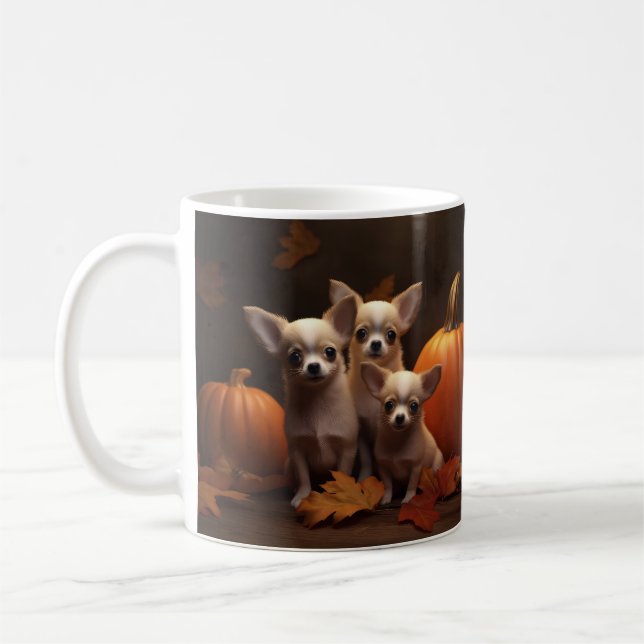 Mug Chihuahua Chiot Automne Citrouille de plaisir (Gauche)