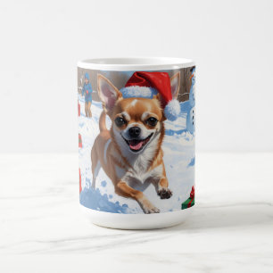 Mug Chihuahua coule en neige avec le Casquette de Noël