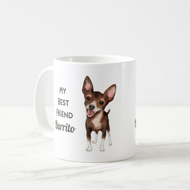 Mug Chihuahua Mon meilleur ami Nom personnalisé (Devant gauche)