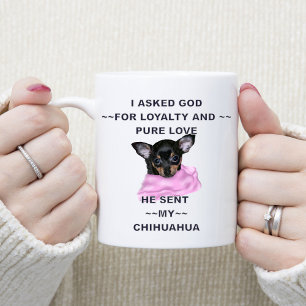 Mug Chihuahua noir et feu brodé