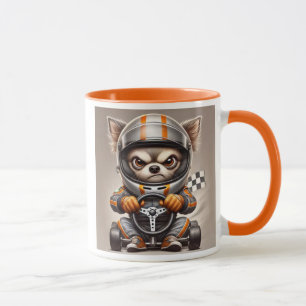 Mug Chihuahua pilote de course en karting.