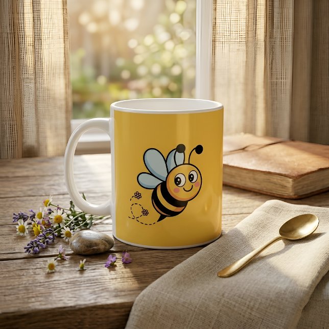 Mug Child-Friendly Bee Mascot with Dotted Trail (Créateur téléchargé)