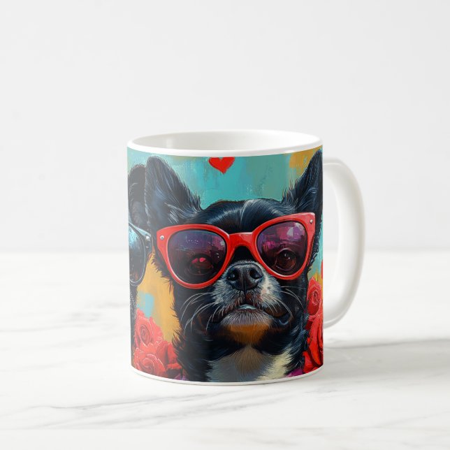 Mug Chin japonais avec coeur Roses Saint-Valentin (Devant droit)